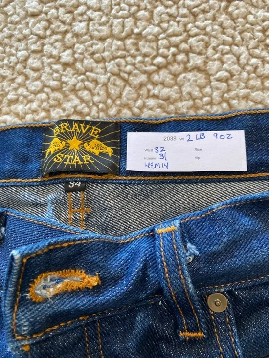 Brave Star Slim Straight Men's Dark Blue Denim Jeans - Picture 9 of 16